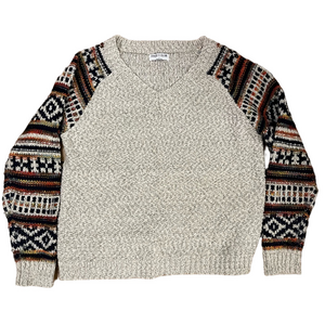 Trendy Coco Y Club V-Neck Fair Isle Knit Sweater - Size L